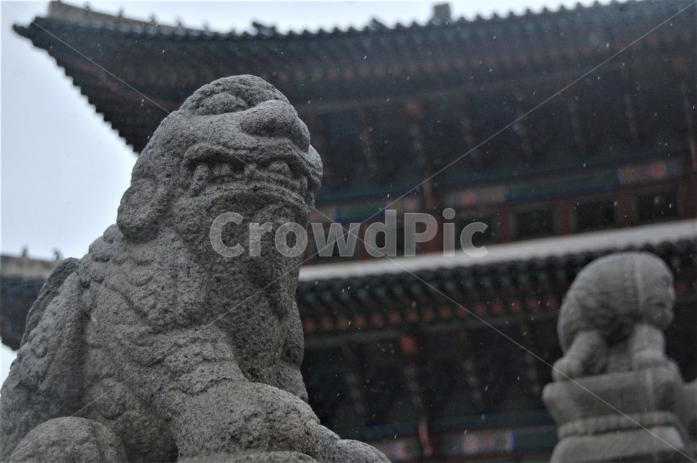 경복궁,궁궐,석상,경복궁석상,비오는날,빗방물