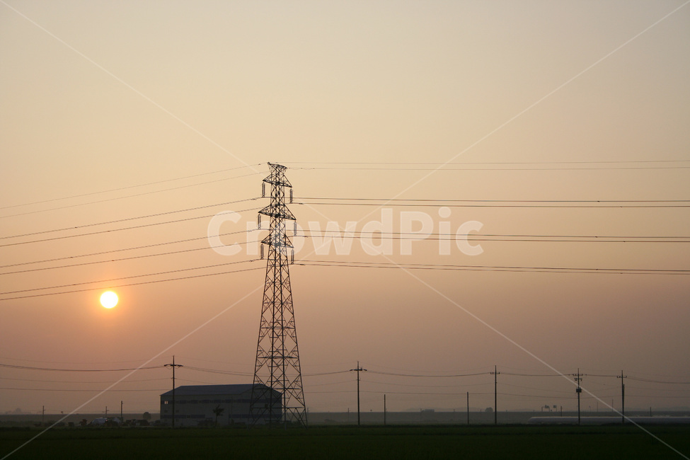 철탑,노을,시골,농촌,전력,전기,태양,에너지,에너지산업,energy industry