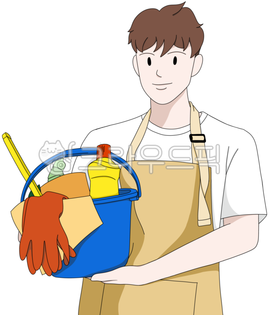 청소부,청소도구를든,청소함,청소,cleaning,person,사람,cleaningman,청소하는,고무장갑,세제,걸레,양동이,청소도구함,앞치마
