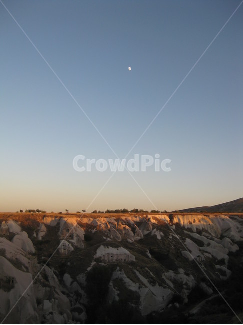 cliff,카파도키아,풍경,자연,암석,달,dusk,moon,rock,mountain