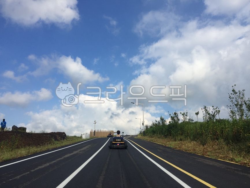 도로,아스팔트,카트,제주,구름