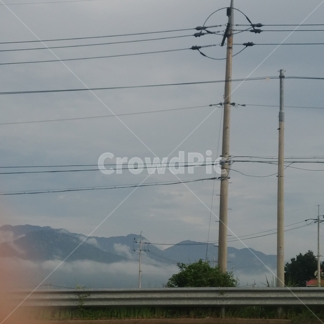 풍경,산,구름,전봇대,산소