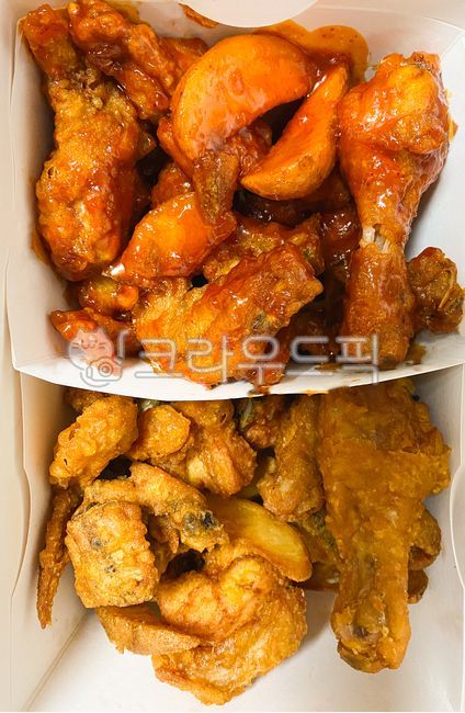 Seasoned Chicken,chicken,Wedge Potato,Fried Chicken,Half fried food,half and half chicken,Midnight Snack,half seasoned