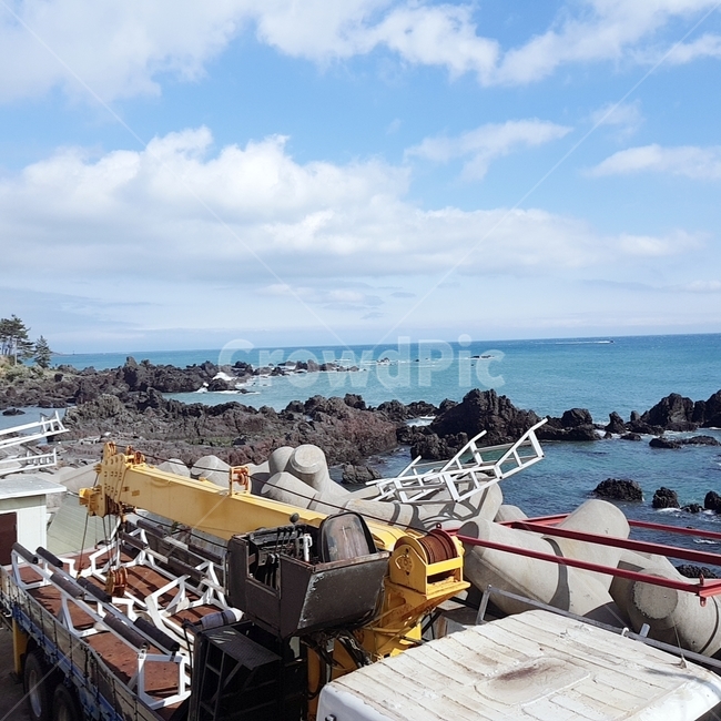바다,푸르다,방조제,제주도,여유