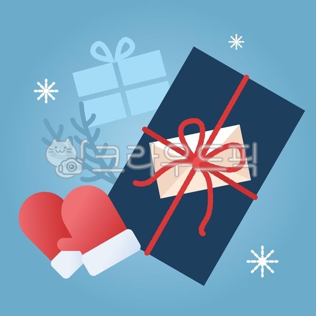 크리스마스,선물,장갑,눈송이,겨울,리본,카드,상자,파란색,장식,나뭇가지,휴일,포장,따뜻함,모임,겨울풍경,사랑,희망,겨울느낌,축하,데코,창의적,휴일분위기,기프트박스,감성,동화,겨울동화,겨울테마,축하메시지,시즌,설렘,벡터,일러스트,편지,눈,12월