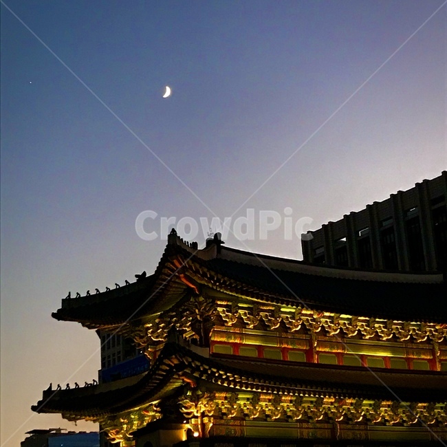 건축물,경복궁,야경,감성,달,밤,저녁,야경,밤,풍경,nightscape,night,landscape