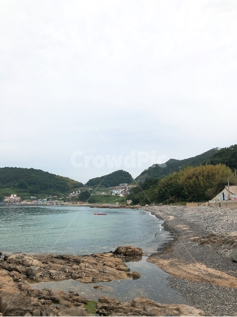 해안가,돌,바다,풍경,배경,마을