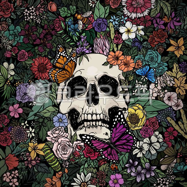 illustration,일러스트,floral,skull,flower,꽃,rose,장미,해바라기,butterfly,나비,colorful,화려한,공포,호러,무서운,무서움,horror,terror,fear