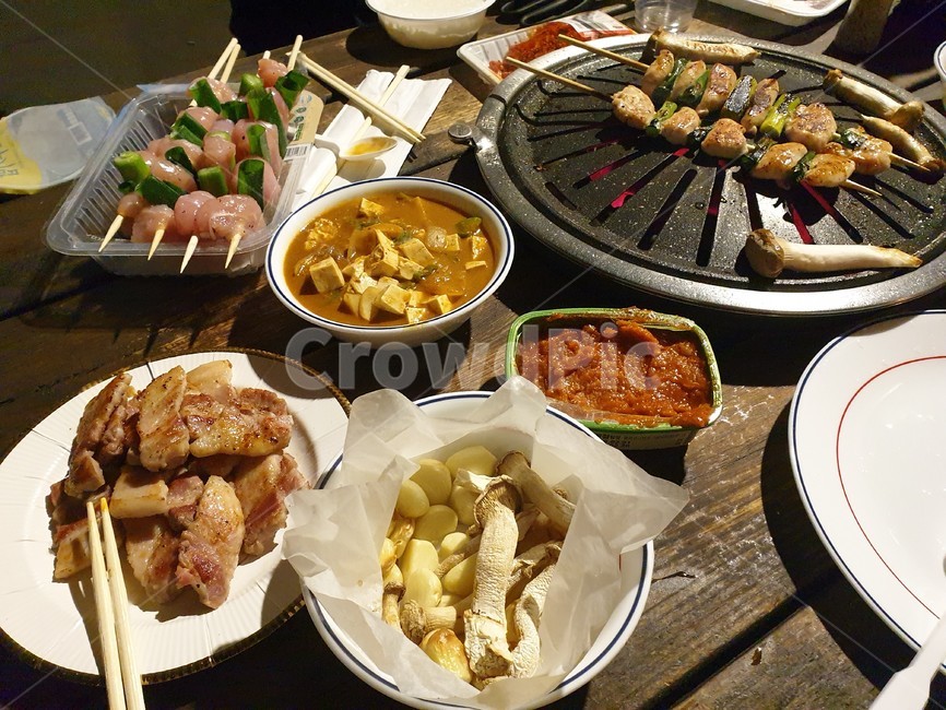 꼬지,꼬치,캠핑,삼겹살,식사