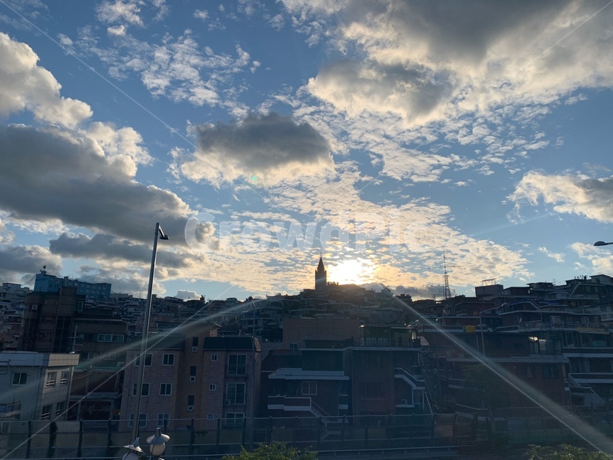 용산,해방촌,하늘,햇살,자연