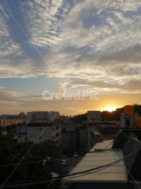 노을,구름,옥상풍경,옥상,하늘