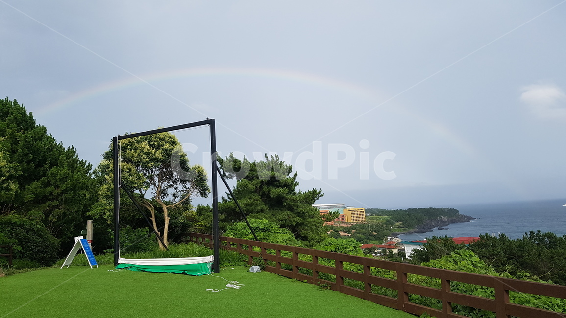 grass,잔디,plant,식물,outdoors,옥외,제주도,무지개,제주도풍경,rainbow