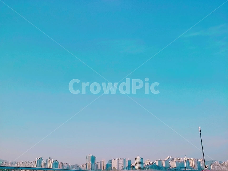 하늘,아파트,푸른,한강,서울,여의나루,sky,blue