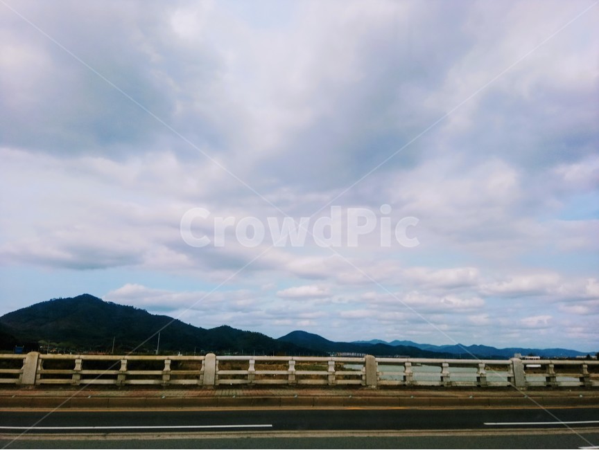 하늘,배경,산,구름,도로