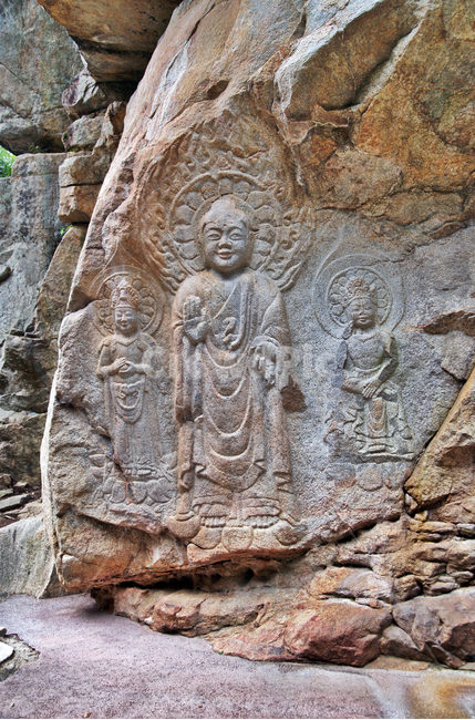 삼존마애불상,서산,용현리,국보제84호,마애불,백제의미소,서산여래마애삼존상,석가여래,제화갈라보살,미륵반가사유상