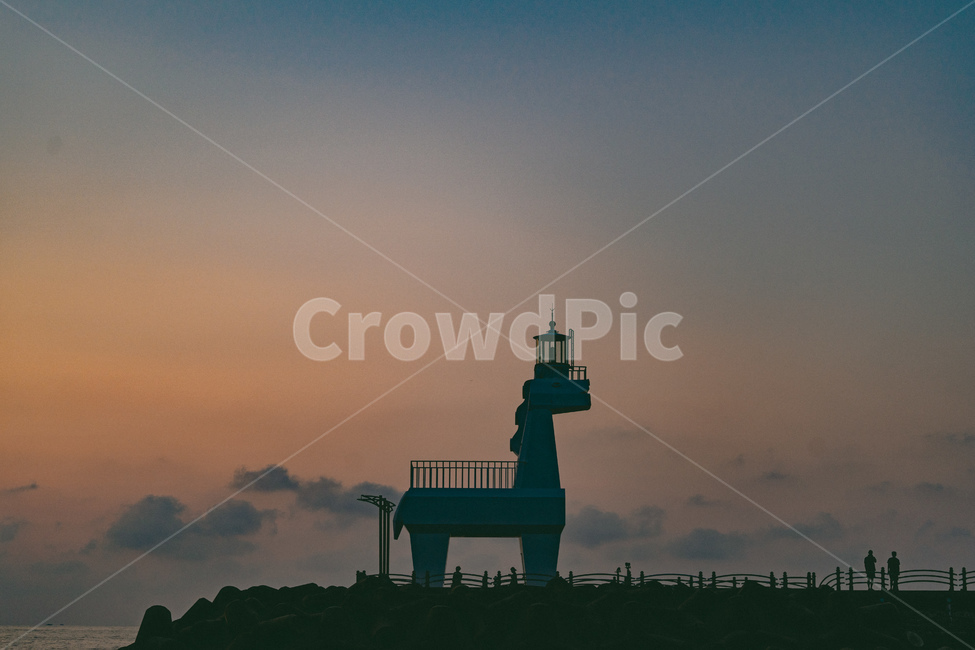 breakwater,lighthouse,Jeju,Lighthouse,Iho Beach,sea,horse lighthouse,beacon,ocean,jeju,sunset,sight,Wharf,tower