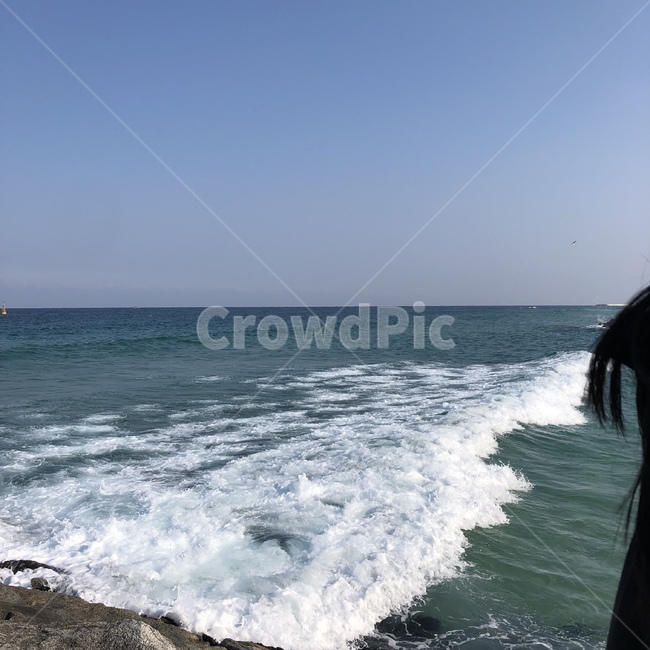 바다,사천해변,강원도,파도,하늘,자연