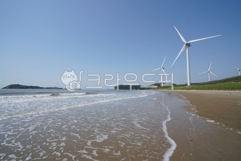 풍차,풍차해안,파도,풍력발전,바람개비