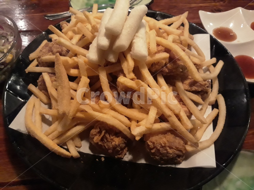 chicken,French fries,fried food,Fried Chicken