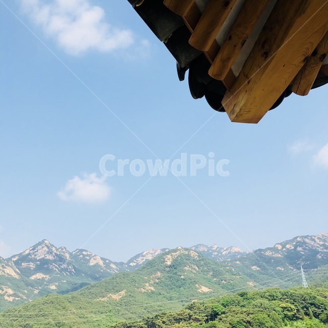 풍경,하늘,산,처마,지붕