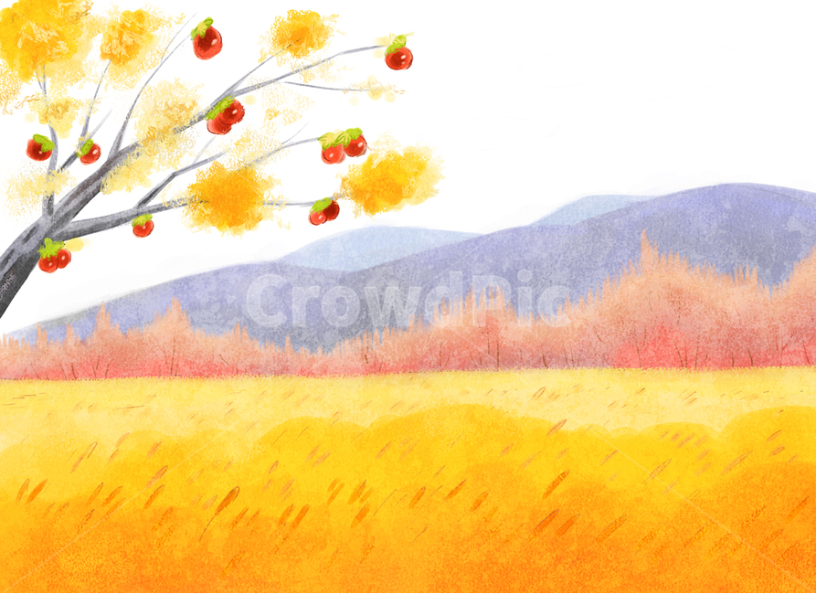 가을일러스트,가을,계절,사계절,시즌,9월,10월,11월,나무,단풍,낙엽,꽃잎,잎새,잎사귀,나뭇잎,경치,색깔,빈티지,오래된,자연,일러스트,일러스트레이션,이미지,드로잉,삽화,페인터,회화,배경,풍경,예쁜그림,농사,시골,농촌,화사한,낮,귀촌,수확,추수,풍년,밭,논,벼,감나무,감,산,먼산,숲,노랑,주황,붉은,물들음,가을,계절,fall,autumn,season,그래픽,일러스트레이션,graphic,illustration