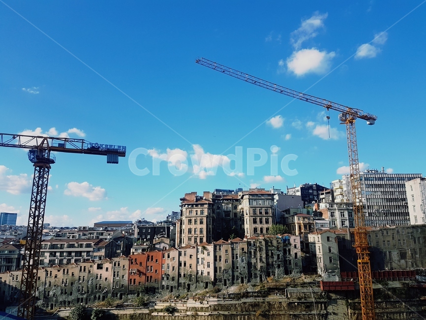 공사중,배경,삭막,빈티지,건물,도시,풍경,city,landscape,construction crane,건설 크레인