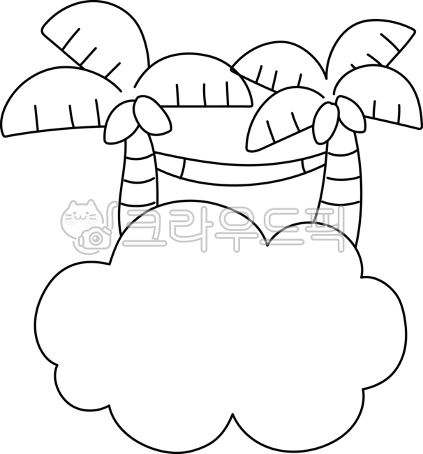 Hand-drawn style,line drawing,linedrawing,line art,clouds,palm trees,nature,sky,summer,resort,peaceful,sentimental,warm mood,tropical,scenery,blue sky,imagination,illustration