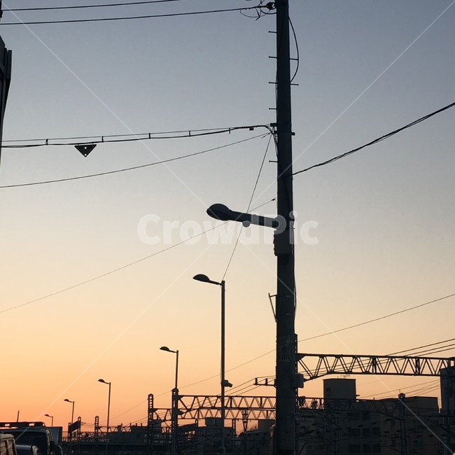 가로등,노을,전봇대,전선,하늘,노을진하늘