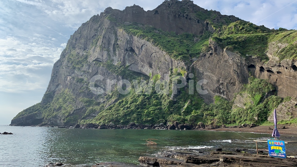 nature,자연,ocean,outdoors,옥외,sea,바다,아침,한국,korea,봄,제주도,성산일출봉