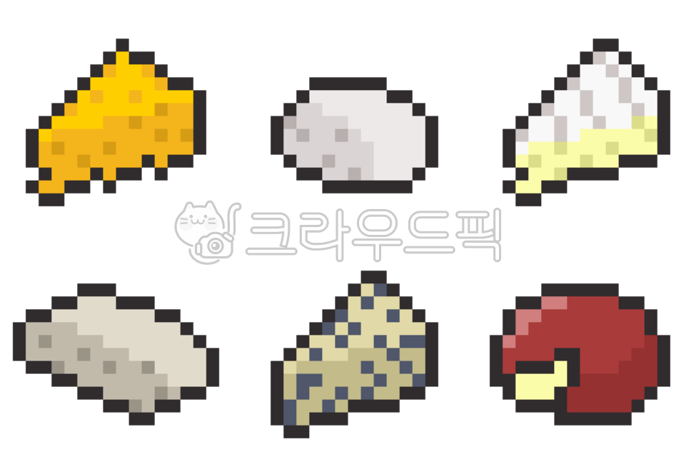 Cheese,dairy products,gouda cheese,cheddar cheese,mozzarella,brie cheese,mold,fungus,dairy farming,ricotta cheese,feta cheese,ingredients,pixel,pixel art,dot,cute,retro,cheese,pixel art