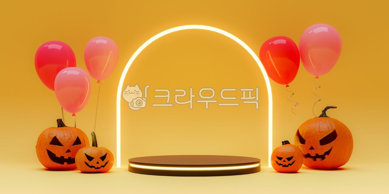 3d,balloon,stage,background,podium,jack o lantern,Halloween,pumpkin,party