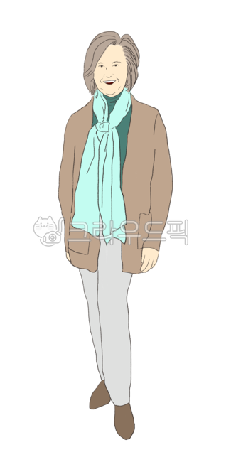 어른,성인,여성,50대,긴팔,스카프,바지,구두,가족,어머니,엄마,딸,중년,노년,미소,서있는,사람