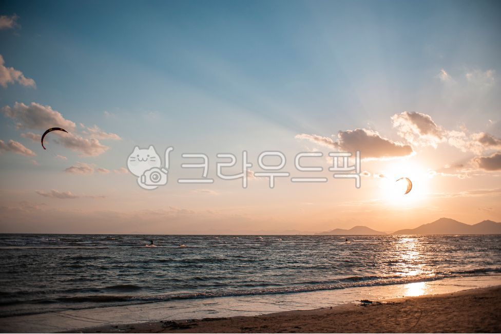 바다,하늘,일몰,다대포,카이트보딩,레져스포츠,구름,가을