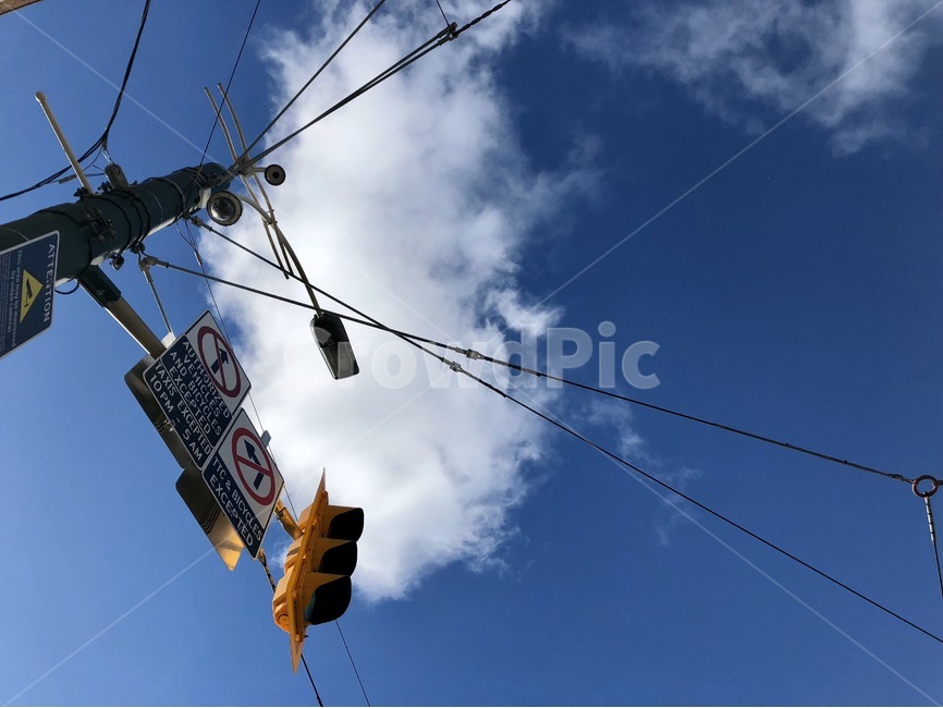 신호등,trafficsignal,traffic,signal,하늘,노란색,파란색,해외,외국,전신주,utilitypole,trafficsignal,canada,toronto,캐나다,토론토