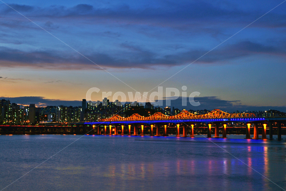 cloud,night view,Han River Bridge,sight,Dongho Bridge,Han River