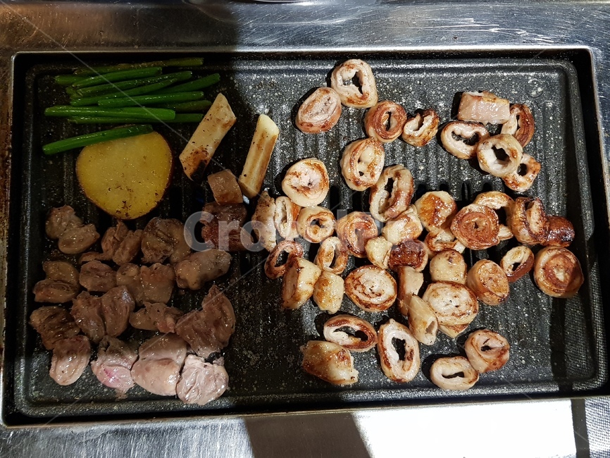 생막창,염통,먹방,안주,굽기