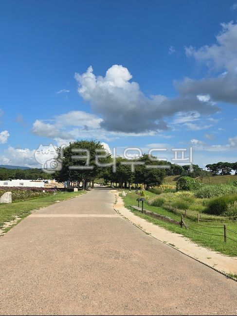 맑은하늘,구름,자연산책,초록잔디,산책로,자연경관,평온한하루