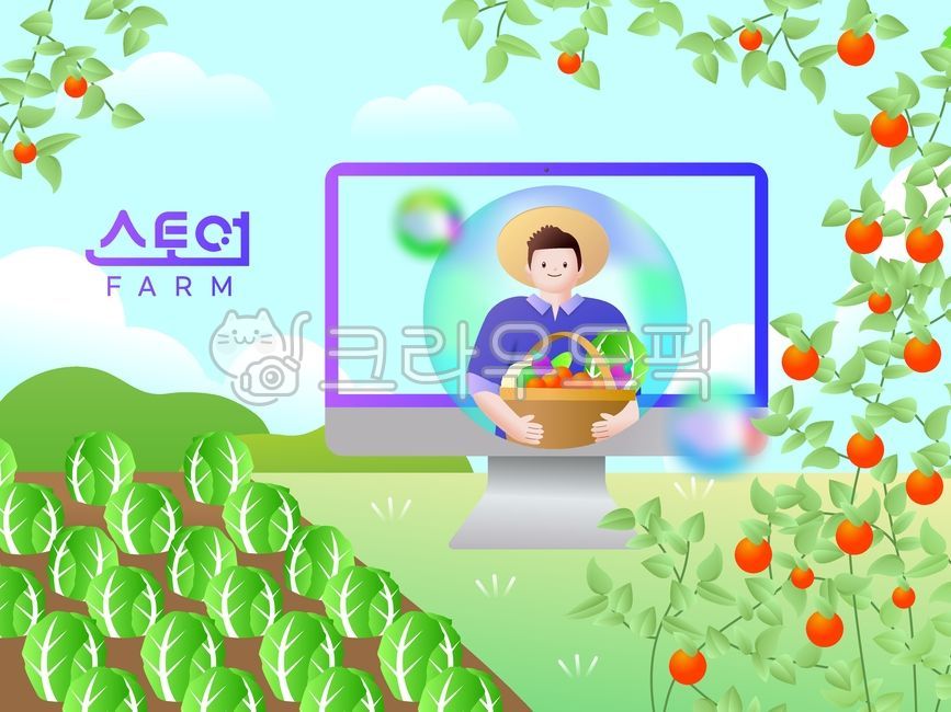 blade of grass,basket,cabbage,fruit,bead,tomato,vegetable,smart,agriculture,cloud,mountain,grass,farming,man,sky,monitor,store,leaf,market,Store farm,smart farm,field,background,person,farmer,geometry,illustration,internet,landscape