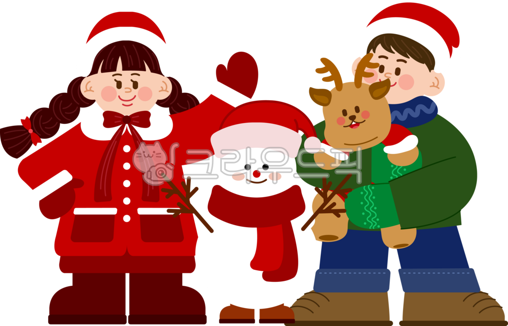 크리스마스,어린이,인사,눈사람,루돌프,산타옷,산타모자,아기루돌프,귀여운,소녀,소년,어린이들,사람,남자,여자,산타복,겨울옷,겨울