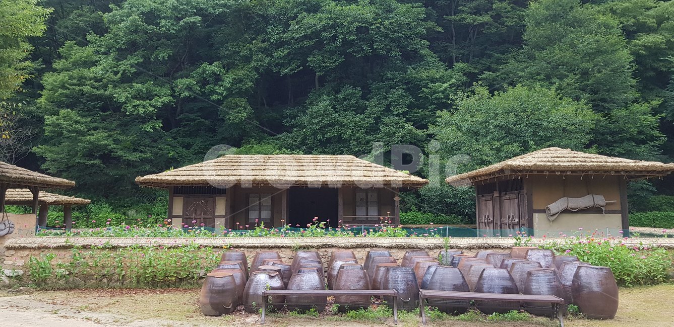 자연,항아리,초가집,조선시대,배경,한국,건축물