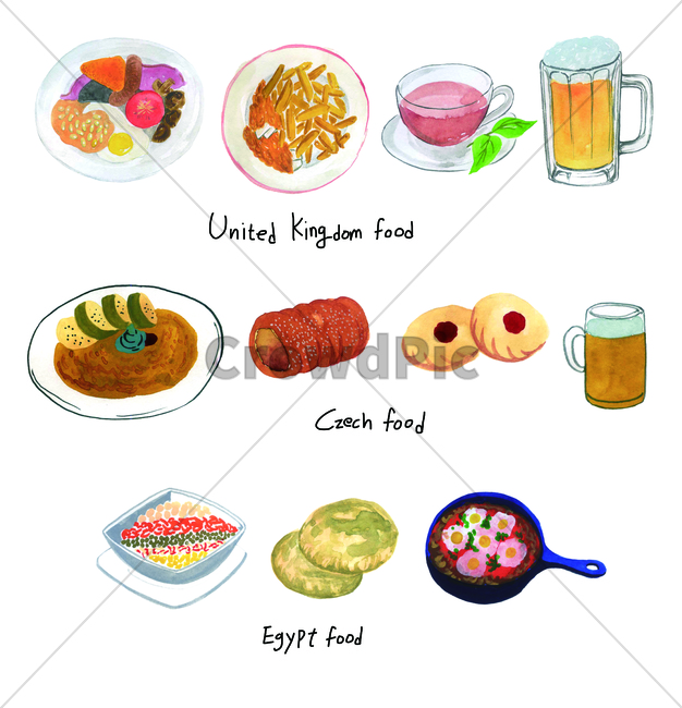 손그림,물감그림,영국음식,britishfood,watercolor,handdrawing,음식,food,맥주,beer,홍차,체코음식,czechfood,blacktea,쿠키,cookies,biscuits,스테이크,steak,이집트음식,egyptianfood