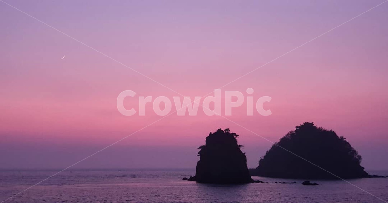 풍경,노을,섬,달,바다,자연,풍경,nature,landscape,outdoors,옥외,ocean,대양,sea,water,물,shoreline,해안선