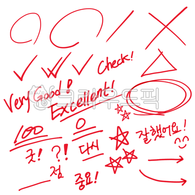 빨간펜,펜,채점,캘리그라피,일러스트,영어,타이포,체크,중요,체크포인트,필기,노트필기,ppt소스,꾸미기,강조,표시,선,기호,스케치,드로잉,색연필,사인펜,설명,별표,자료,교육,손글씨,낙서,시험,점수