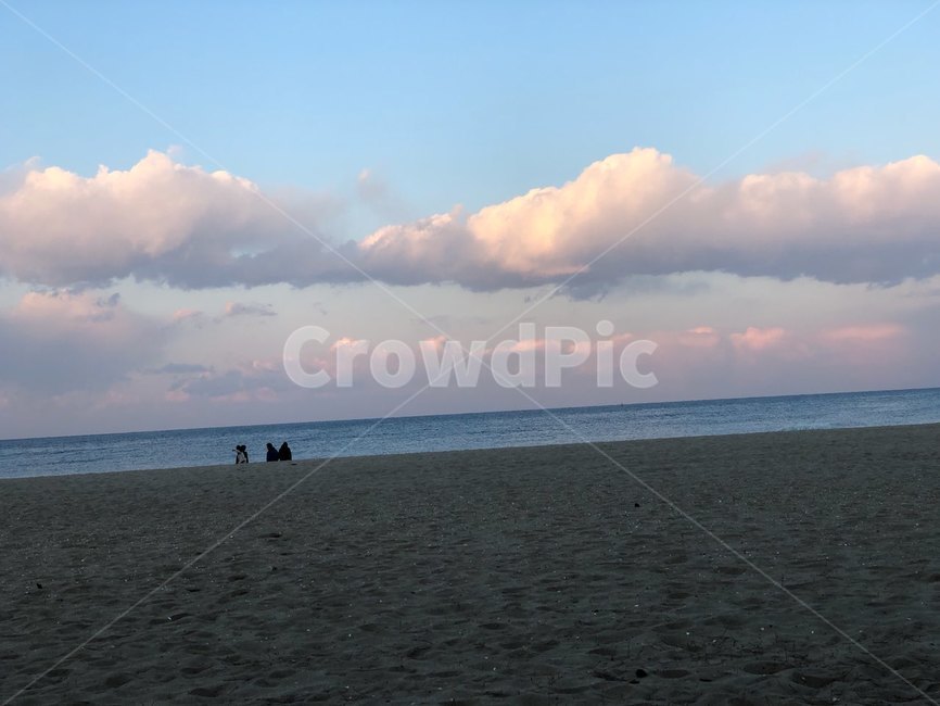 바다,맑음구름모래사장,가족,해변,노을,자연,풍경,nature,landscape,weather,날씨,cumulus,적운,outdoors,옥외,cloud,구름,sky,하늘