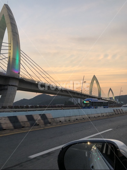 노을,다리,야경,도로,달리다,road,freeway