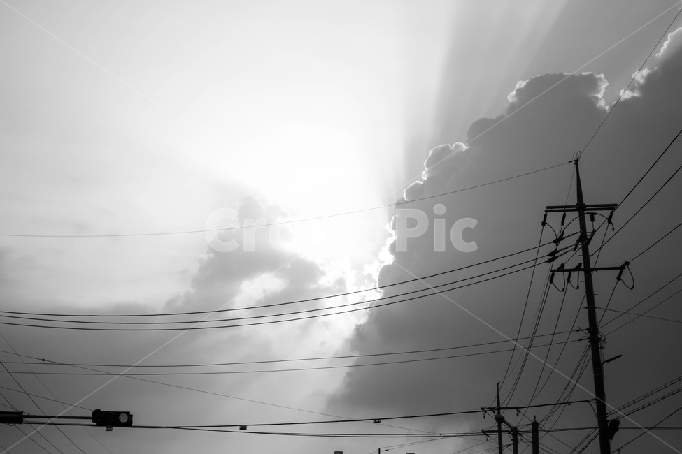 하늘,구름,태양,흑백,시골,경치,풍경,자연,풍경,nature,landscape,흑백,모노톤,monochrome,black and white,cable,케이블