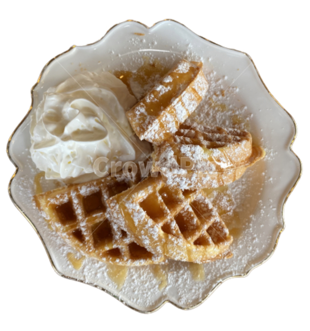 waffle,whipping cream,savory,Waffle Piece,Delicious waffles