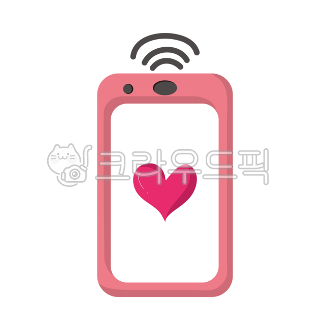 Heart,Valentine's Day,Love,Cell Phone,Smartphone,Radio Wave,Wifi,Signal,Case,Phone,Pink,Pink,Illustration,Clip Art,Design,Graphic,Cute,Dakku,Sticker,Diary,Good Note,Planner