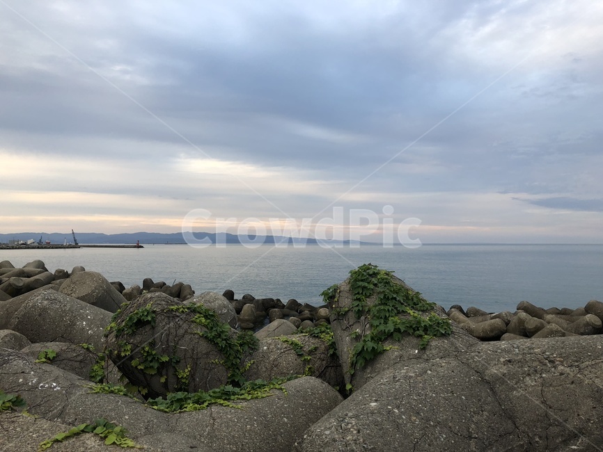 방파제,바다,풍경,하늘,구름,초저녁,수평선,잔잔함,자연,풍경,nature,landscape