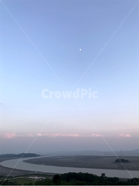 자연,풍경,하늘,그라데이션,강,물,흐름
